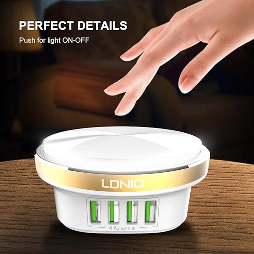 Charger LED Bedside Lamp With 4 USB