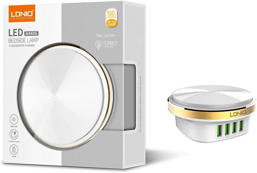Charger LED Bedside Lamp With 4 USB